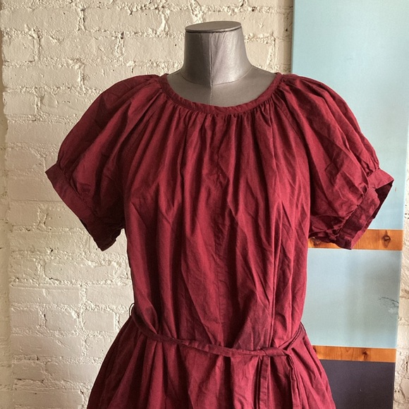 eshakti Dresses & Skirts - Elegant Cotton-Light Weight Linenish Look Burgundy Dress